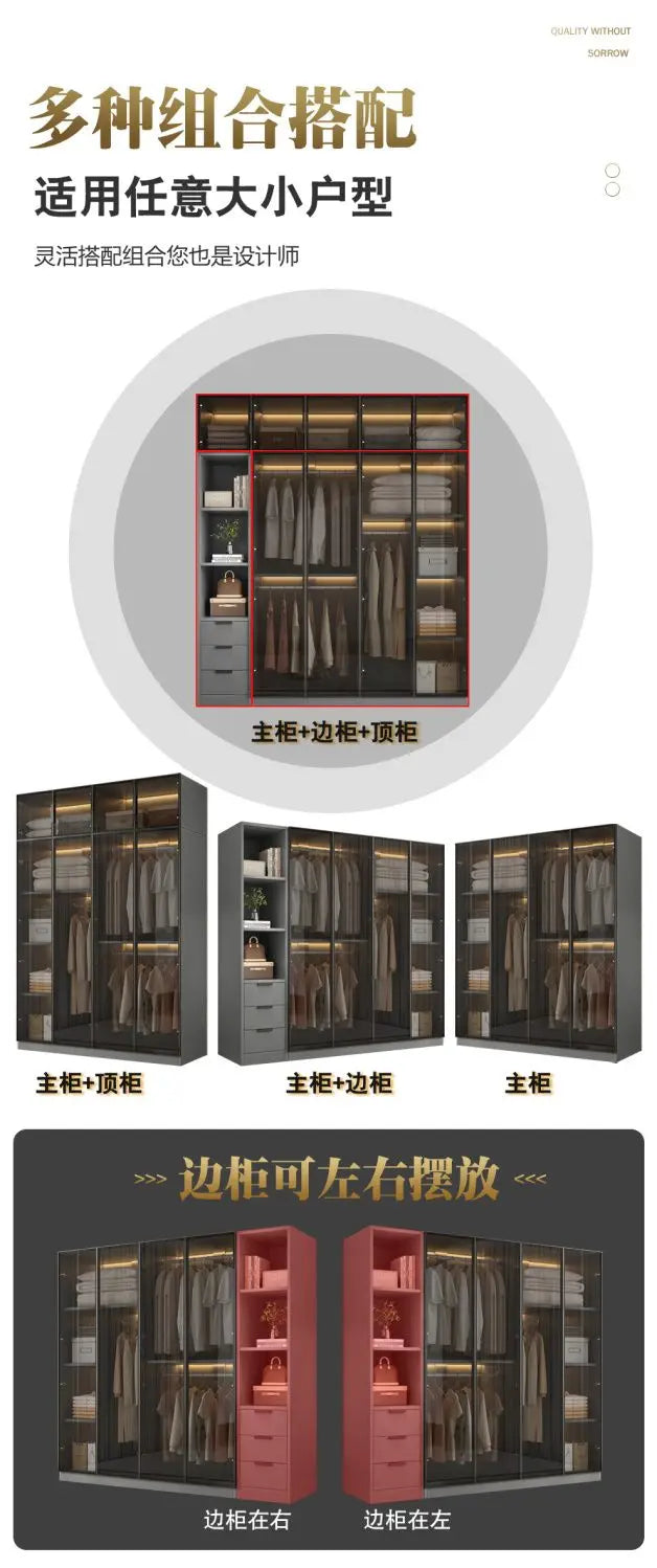 Aesthetic Black Dressing Wardrobe Display Waterproof Luxury Closet Wardrobe Storage Clothing Ropero Para Gurdar Ropa Furnitures