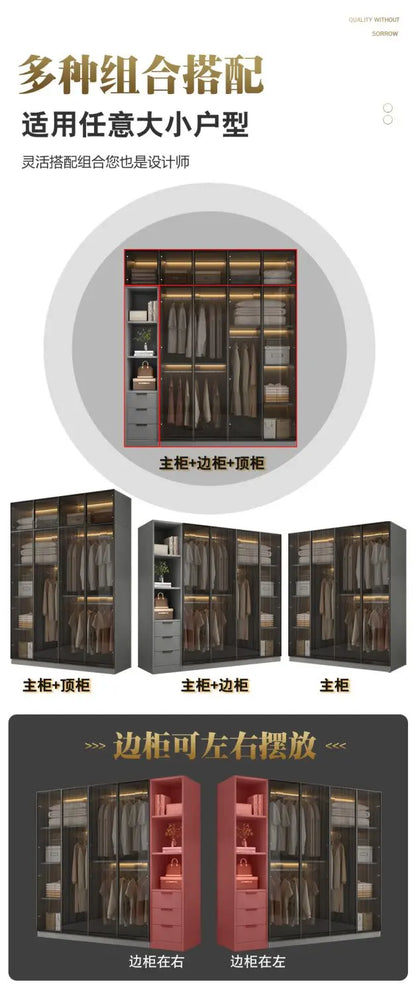 Aesthetic Black Dressing Wardrobe Display Waterproof Luxury Closet Wardrobe Storage Clothing Ropero Para Gurdar Ropa Furnitures