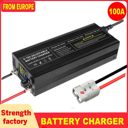 0-100V25A Lifepo4 Charger 24V48V64V72V Fast Charger Lithium Battery Charger 14.6V 100A 60A Battery Adapter Adjustable voltage