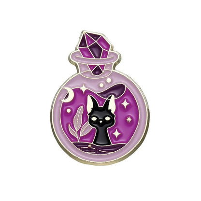 Broche animalière Halloween Potion magique Chaton Série Badge en métal Petit cadeau Broches décoratives en gros Épingles à sac pour sacs à dos