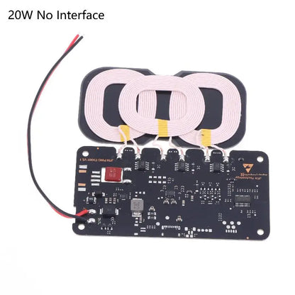 20W High-Capacity Wireless Charger for Car/Home Use; Includes Type-C Interface and 3-Coil DC9-32V Module