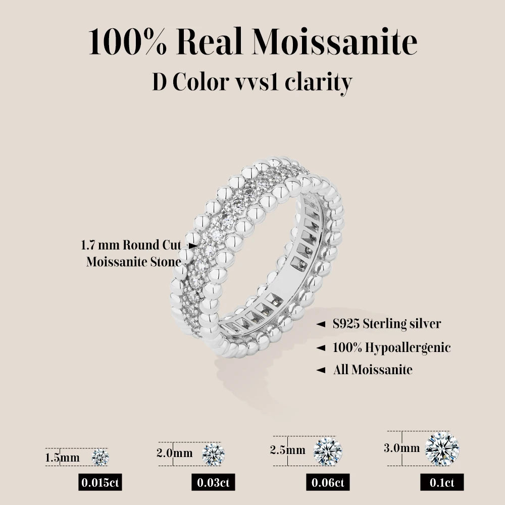 ATTAGEMS New Trends Moissanite Eternal Rings for Women S925 Sterling Silver D VVS1 Diamond Elegant Engagement Bands Fine Jewelry