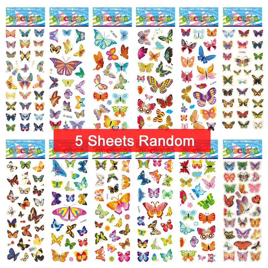 5 Sheets Kids Stickers Puffy Stickers for Children Birthday Christmas New Year Gift for Girl Boy Scrapbooking Cartoon Stickers