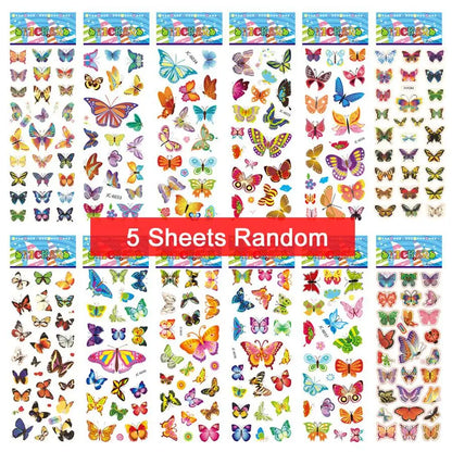5 Sheets Kids Stickers Puffy Stickers for Children Birthday Christmas New Year Gift for Girl Boy Scrapbooking Cartoon Stickers