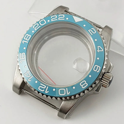 Goutent 40mm Sapphire Crystal Watch Case Blue Ceramic Bezel Fit NH34 NH35 NH36 ETA 2824 PT5000 ST2130 Movement