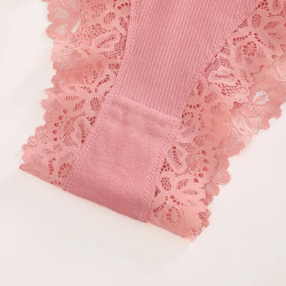 4Pcs/Set Seamless Cotton Brazilian Pants For Women Elastic High Waist Breathable Underpants Ladies Lace Panties Sexy Lingerie