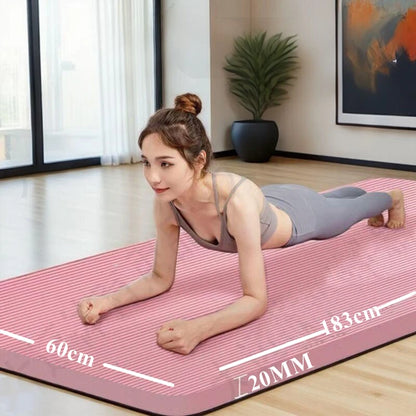 Tapis de yoga épais 183 x 60 cm, antidérapant, en mousse de 20 mm pour un confort optimal, idéal pour le yoga, le Pilates et la gymnastique.