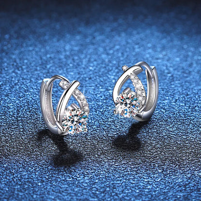 Boucles d'oreilles créoles en véritable moissanite de 0,5 carat et 5 mm, avec certificat, en argent sterling 925. Bijoux de luxe étincelants pour femmes.