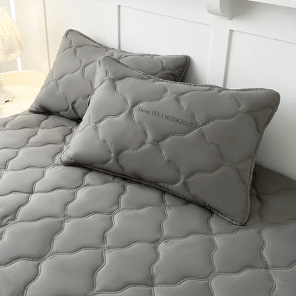 Waterproof Throw Mattress Cover Bed Fitted Sheet Mattress Bedspread Protector Pads Single/Double/King/Queen Full Size Gray/White