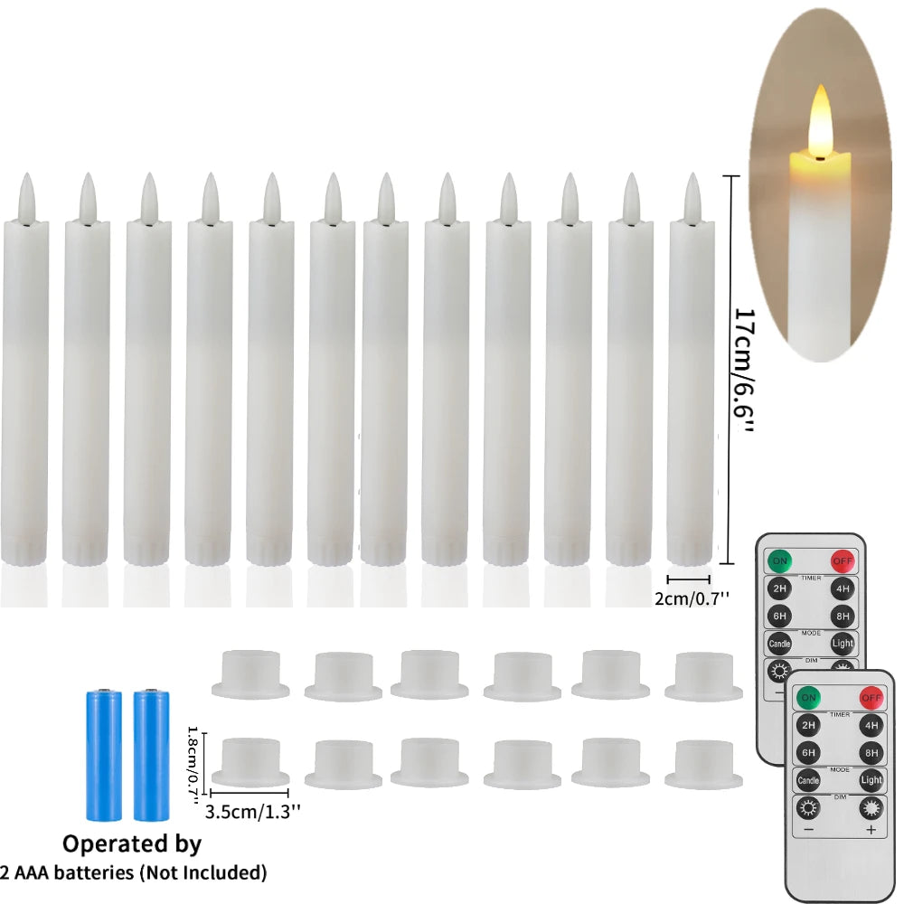 Pack of 6 Remote Control LED Decorative Candle Light Battery Operated Flameless Electronic Home Party Wedding Candle With Timer