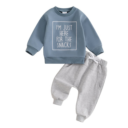 0-3Y Baby Boys Autumn Winter Clothes Set Kids Long Sleeve Letter Print Pullover Tops Sweatshirt Pants Toddler Casual Outfits