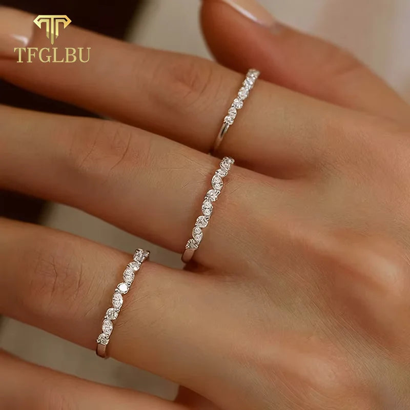 Bague tendance TFGLBU en moissanite de 1,5 mm pour femme, sertie de diamants de laboratoire assortis, anneau en argent sterling 925 certifié, vente en gros de bijoux