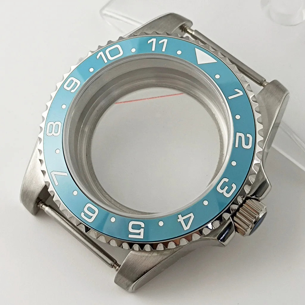 Goutent 40mm Sapphire Crystal Watch Case Blue Ceramic Bezel Fit NH34 NH35 NH36 ETA 2824 PT5000 ST2130 Movement