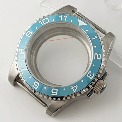 Goutent 40mm Sapphire Crystal Watch Case Blue Ceramic Bezel Fit NH34 NH35 NH36 ETA 2824 PT5000 ST2130 Movement