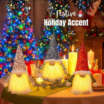 LED Christmas Gnome Plush Santa Claus Doll Decoration Faceless Gonk Dwarf Ornament Merry Christmas Toy Xmas New Year Home Decor