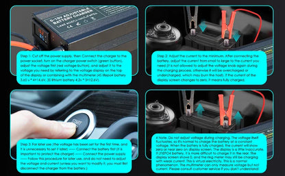 0-100V25A Lifepo4 Charger 24V48V64V72V Fast Charger Lithium Battery Charger 14.6V 100A 60A Battery Adapter Adjustable voltage