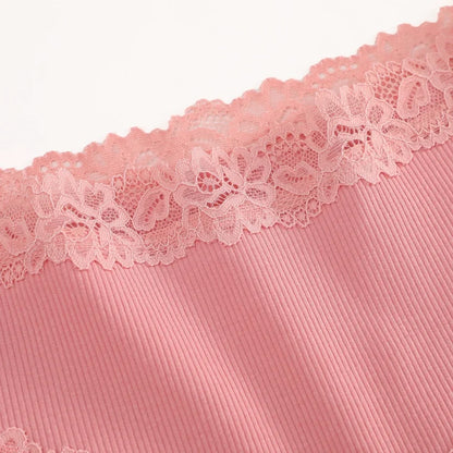 4Pcs/Set Seamless Cotton Brazilian Pants For Women Elastic High Waist Breathable Underpants Ladies Lace Panties Sexy Lingerie