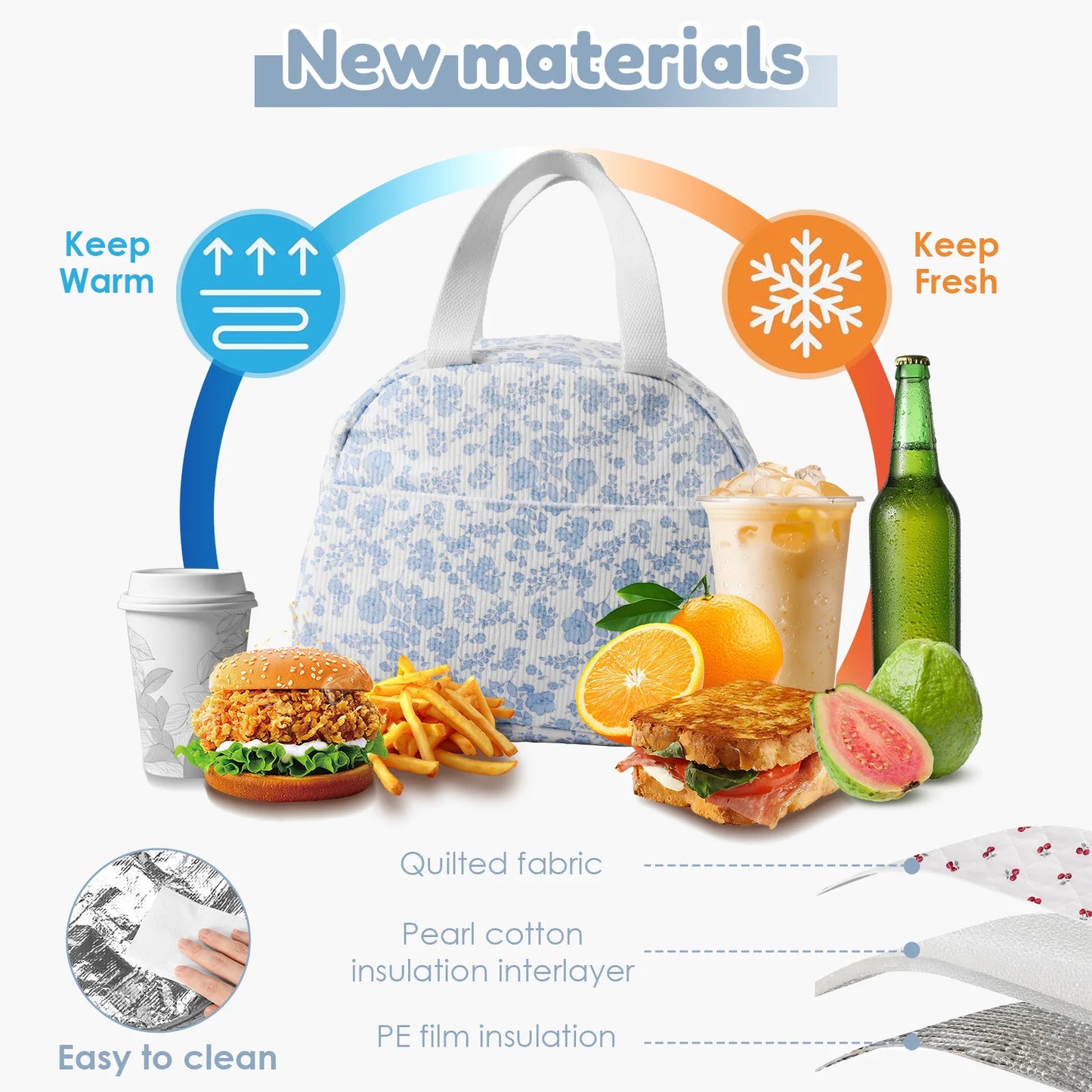 Sac à lunch portable de 7 L, boîte à lunch isotherme avec double fermeture éclair, grande capacité, idéal pour l'école et les pique-niques.