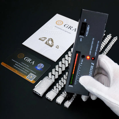 Bracelet cubain KNOBSPIN GRA certifié D VVS1 en moissanite, 8 mm/10 mm/12 mm/14 mm, en argent sterling s925, pour femme et homme.