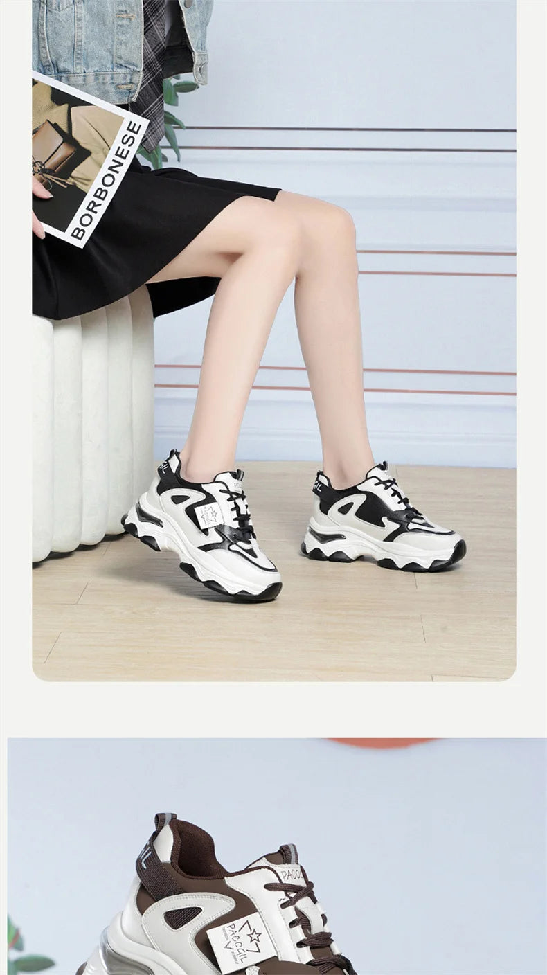 Spring Height Increasing Round toe Versatile Women Platform Causal Shoes Fashion Breathable Sport Designer Sneaker