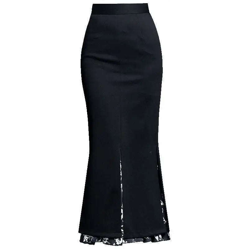 Jupe sirène mi-longue haute couture, collection printemps-automne.