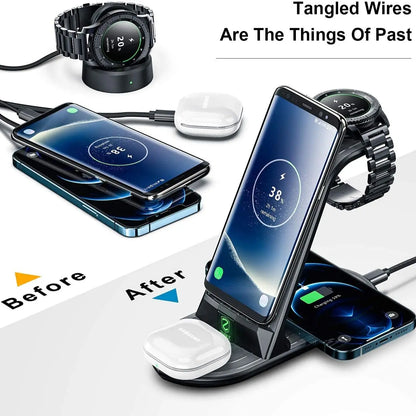 Wireless Charger, ZHIKE 4 in 1 20W Wireless Charging Station Compatible with Galaxy Phone/Watch/Buds.