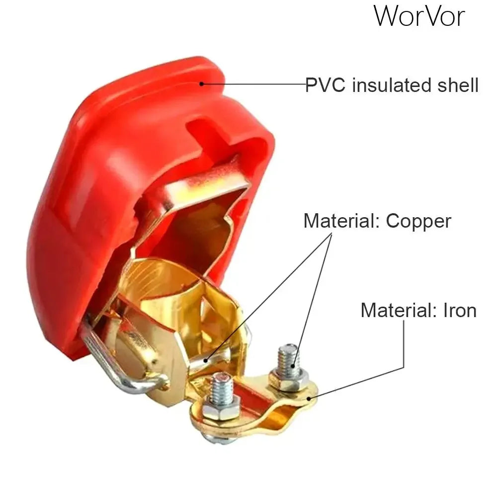 1 Pair Car Battery Terminal Connectors, Battery Quick Release Connectors Positive & Negative Quick Release Clamps Top Post Clips