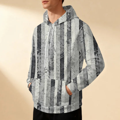 Sweat-shirt à capuche rayé pour homme avec cordon de serrage, sportif, décontracté, élégant, polyvalent et confortable, parfait pour les trajets quotidiens.
