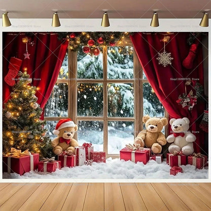 Merry Christmas Backdrops Wonderland Snowman Decor Photography Background Kids Birthday Party Baby Shower Banner Party Supplies