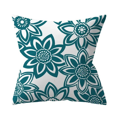 Teal Blue Cushion Cover Decorative Sofa Cushions Polyester Geometric Pillow Covers 45x45 Throw Pillows Single Side Pillowcases