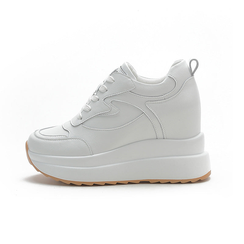 Fujin 10cm 4 inch Platform Wedge Sneakers Chunky Shoes Genuine Leather for Women Summer Shoes Autumn Walking Sneakers Fashion