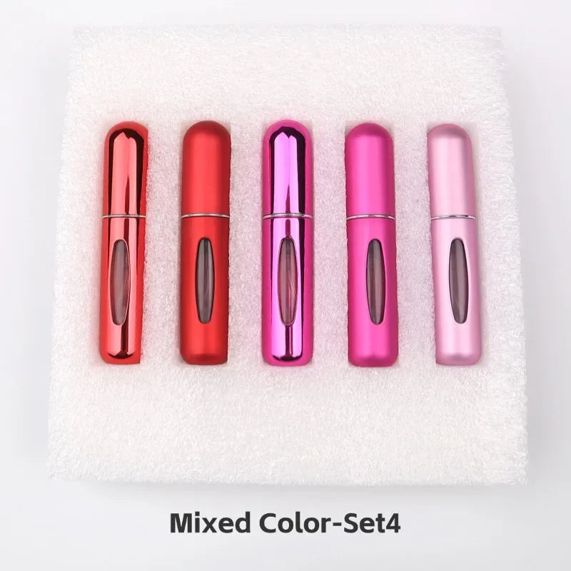 New Hot 5pcs Sets Portable 5ml Perfume Refill Bottle Refillable Spray Scent Pump Empty Atomizer Cosmetic Containers Travel Gift