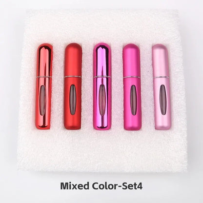 New Hot 5pcs Sets Portable 5ml Perfume Refill Bottle Refillable Spray Scent Pump Empty Atomizer Cosmetic Containers Travel Gift