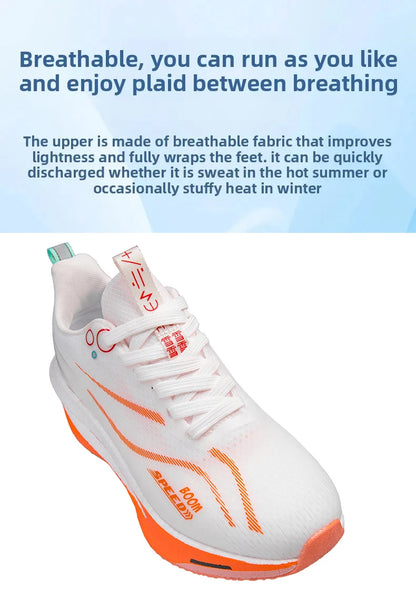 Unisex Carbon Board Running Shoes Professional Marathon Lightweight Bouncing Pad Breathable Ladies Stable Support Sports Shoes