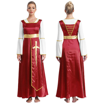 Women Robe Praise Lyrical Dance Dress Church Choir Worship Liturgical Performance Costume Sleeveless Tunic Gown Dancewear Clothe