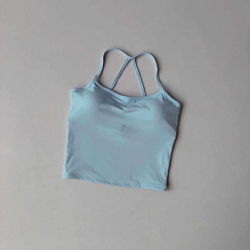 2PCS Gym Fitness Medium-intensity Sports Vest Beauty Back Yoga Suit Sports Bra Women Pilates Bra High Waist Hip Lift Shorts Set