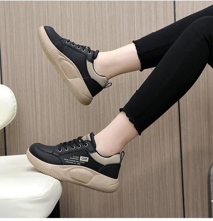 New Women's Shoes 2024 Spring Thick Sole Elevated Shoes Sports Shoes Women's Shoes Student Street Casual Board Shoes