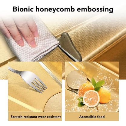 Évier double cascade doré en acier inoxydable, évier de cuisine avec grand bac à évier unique en relief, bassin de lavage pour la cuisine