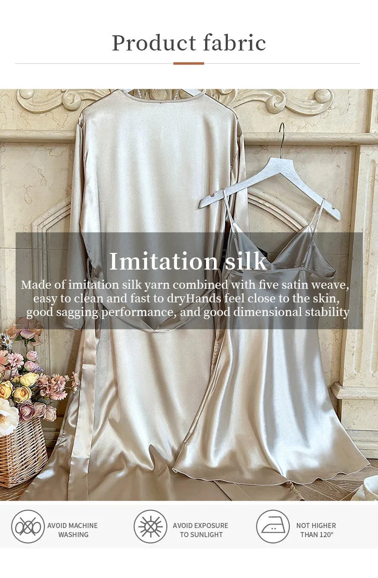 Bride Wedding Robe Dress Suit Women Rayon Bathrobe Gown Sleep Set Summer Homewear Sleepdress Casual Kimono Sleepwear Nightgown ﻿