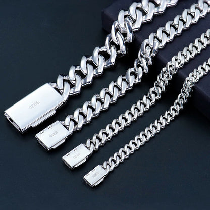 Bracelet cubain KNOBSPIN GRA certifié D VVS1 en moissanite, 8 mm/10 mm/12 mm/14 mm, en argent sterling s925, pour femme et homme.