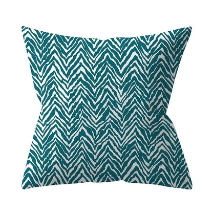 Teal Blue Cushion Cover Decorative Sofa Cushions Polyester Geometric Pillow Covers 45x45 Throw Pillows Single Side Pillowcases