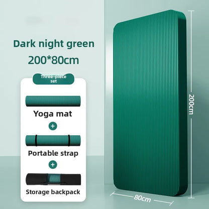 Tapis de yoga pour homme, 20 mm d'épaisseur, allongé et élargi, antidérapant, idéal pour l'exercice, couleur unie, en NBR.