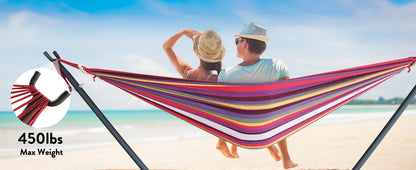 Hamac Gyroor avec support réglable - Lit hamac élégant avec sac de rangement, capacité de 272 kg