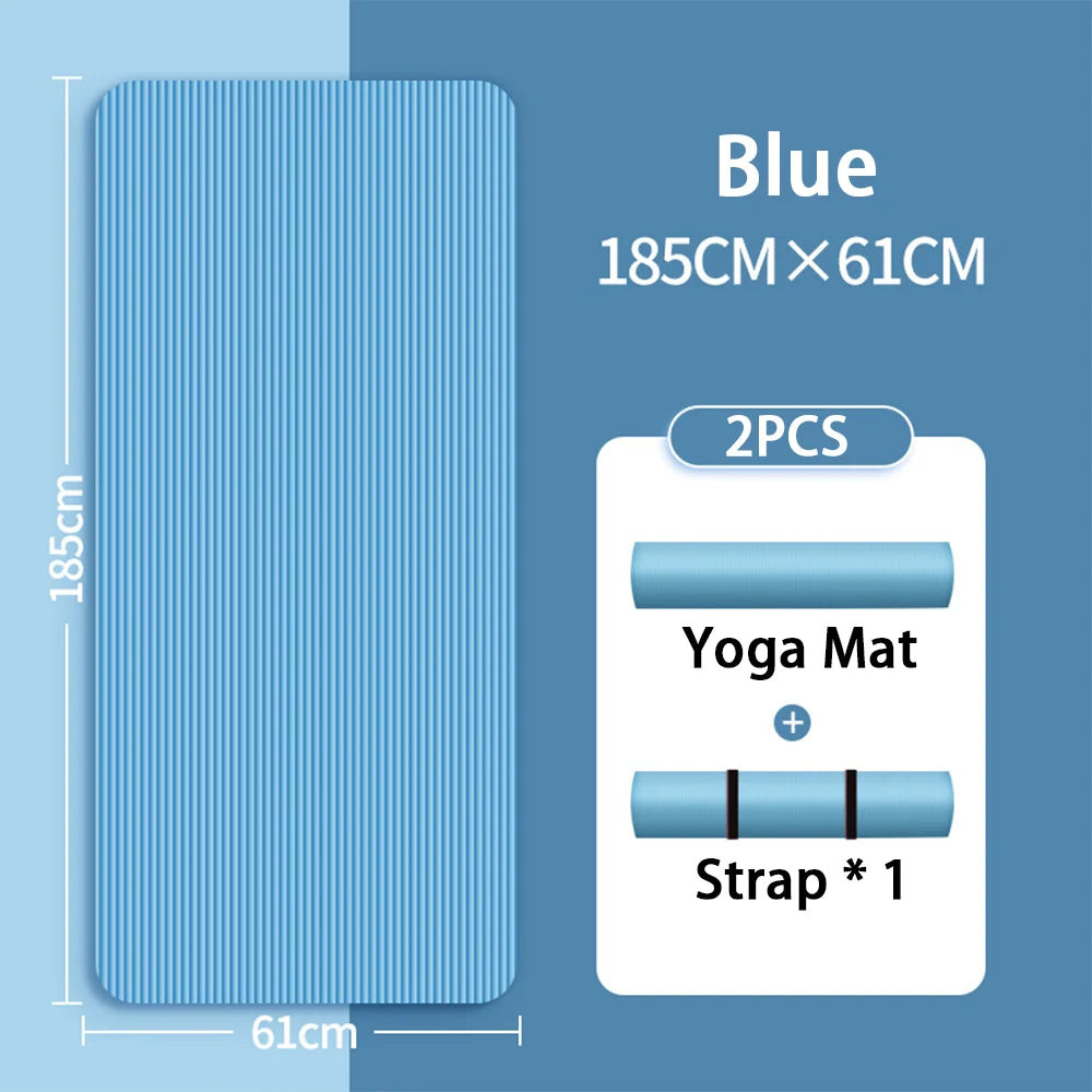 Tapis de yoga de 8 mm, adapté aux débutants, plus long et plus épais pour une meilleure stabilité lors des exercices, tapis de yoga antidérapant pour le fitness à domicile.