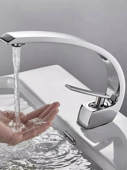 Chrome Basin Faucet  Washing Basin Mixer Deck Mounted Cold and Hot Bathroom Faucet