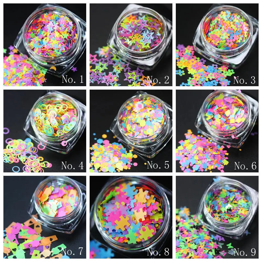 Neon Stars Hearts Moon Puzzle Chunky Loose Glitter Perfect for Nail Art Halloween Makeup Raves Festivals Resin Tumblers Cosmetic