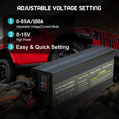 0-100V25A Lifepo4 Charger 24V48V64V72V Fast Charger Lithium Battery Charger 14.6V 100A 60A Battery Adapter Adjustable voltage