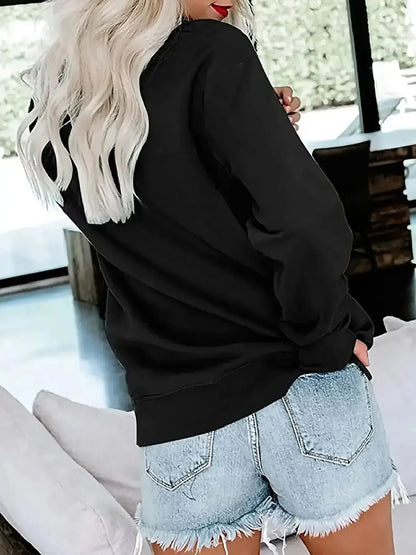 Sweat-shirt femme « We’re All Mad Here » imprimé lettres, col rond, décontracté pour l’automne et le printemps, vêtements pour femmes