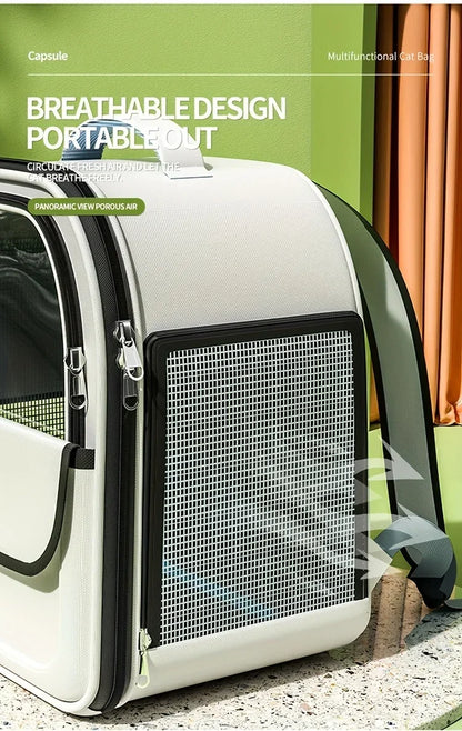 Pet Carrier Backpack, Going Out Large Cat Backpack Transparent Space Capsule Breathable Portable Bag Backpack Cat Dog Supplies