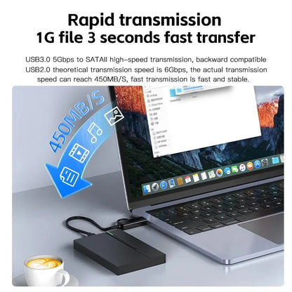 2.5" External Hard Drive Enclosure USB 3.0 Hard Disk Case 6TB Supports 7mm 9.5mm SATA SSD HDD For Laptop PC